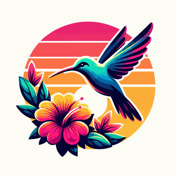flat vector logo of hummingbird ,  vector logo of hummingbird ,  logo of hummingbird