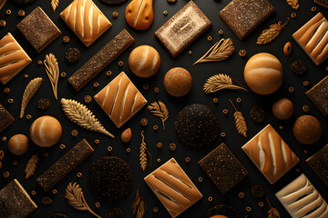 Baking set. Bakery, confectionery and confectionery products and cooking ingredients,  generated by AI. 3D illustration