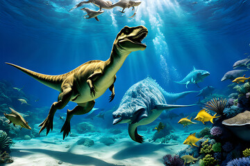 Dinosaurs live underwater.sea