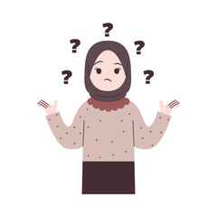 Girl with hijab is confused