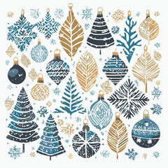 Winter hand drawn elements set