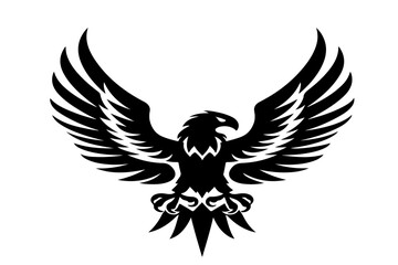 Eagle flying vector for logo suggestion on white background, icon,  logo, emblem monochrome logo.
