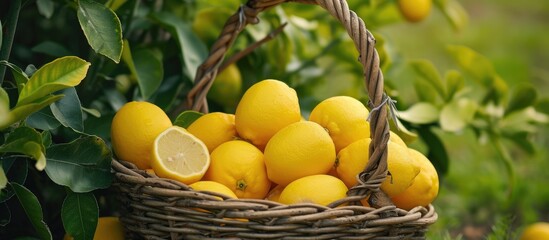 Lemons in a garden basket.