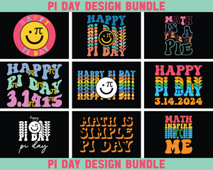 Pi Day Retro Design Bundle,Happy Pi Day Retro Bundle,Pi Bundle,Pi Day Design Groovy Font Style Bundle,