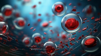 Nanorobots interacting with blood cells are illustrated, representing nanotechnology advancements.