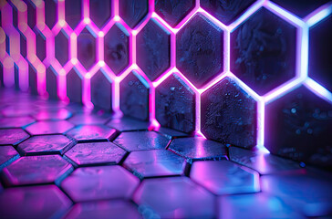 Purple background with hexagons. Created with Ai