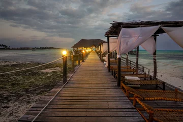 Fototapeten View of the pier, Indian Ocean, around Jambiani, Zanzibar, Tanzania, equator © janmiko