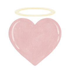 Watercolor Cute adorable joyful love pink angel heart