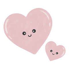 Watercolor Cute adorable joyful love pink hearts