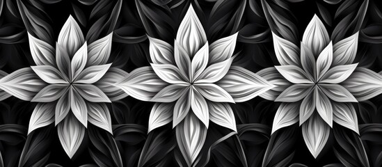 Floral and geometric black and white seamless design