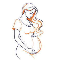 Pregnant woman continuous line art vector illustration