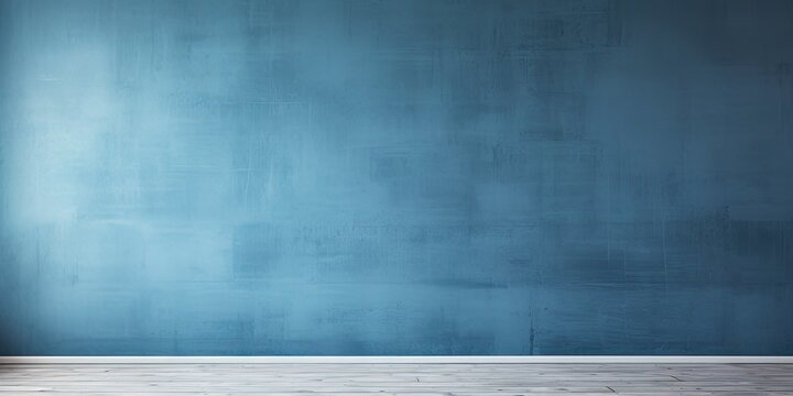 Fototapeta Blue-toned wall in an empty living space.