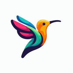 flat vector logo of hummingbird , vector logo of hummingbird , logo of hummingbird