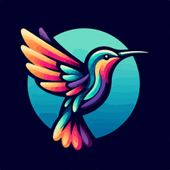 flat vector logo of hummingbird , vector logo of hummingbird , logo of hummingbird