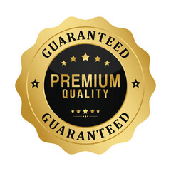 Premium Top Best Quality Guaranteed Certified Gold Badge Sticker Label Template Design Transparent Background