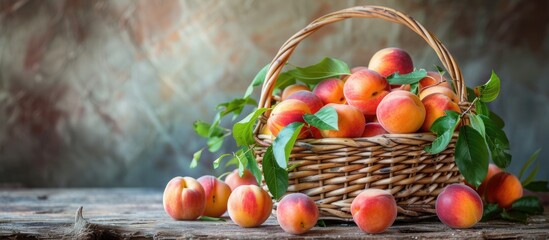 Basket filled with peaches