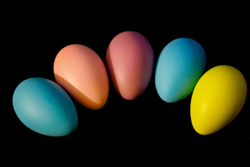 easter eggs on black