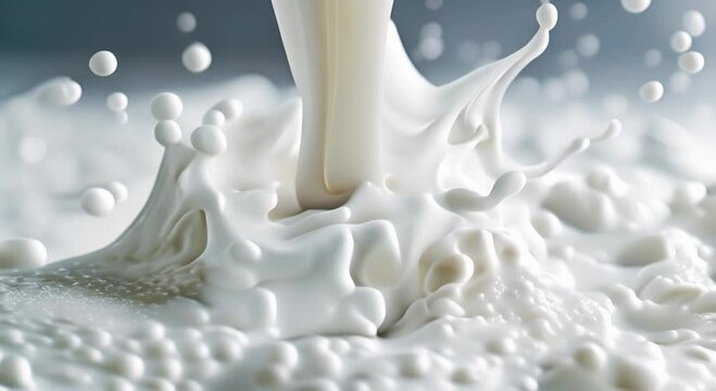 Close-up milky liquid being poured. Shot with high speed camera, phantom flex 4K. Slow Motion