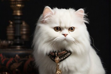 Fototapeta premium white persian cat on a black background