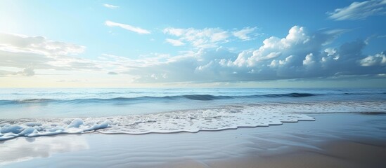 The calm and pristine shore is a sanctuary of peacefulness and joy.