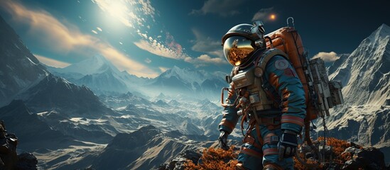 Astronaut in space suit and helmet - obrazy, fototapety, plakaty