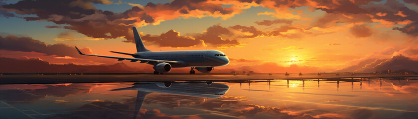 Aircrafts sunset arrival