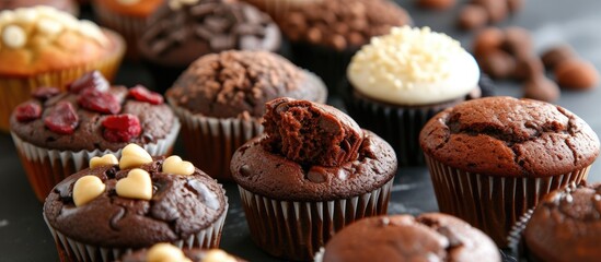 Assortment of cocoa muffins
