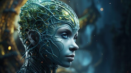 Cyborg woman. Artificial intelligence concept.