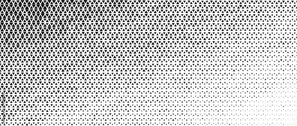 Wall mural hexagon halftone fading gradient texture. abstract black grain grunge gradation background. vanishin