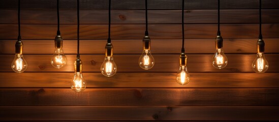 Antique style light bulbs on wooden background