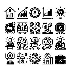 investment line icons set