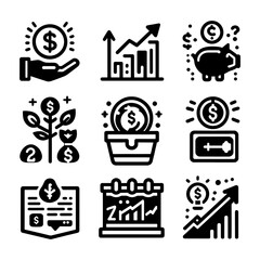 investment line icons set