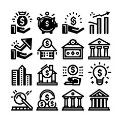 investment line icons set