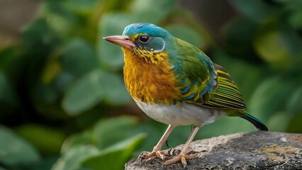 Follow bird beneath canopy tropical paradise whose feathers equal vibrant blossoms far-off flowers. flits among the trees, plumage,  symphony pinks, oranges, and purples, creates a spectacle color.