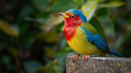 Follow bird beneath canopy tropical paradise whose feathers equal vibrant blossoms far-off flowers. flits among the trees, plumage,  symphony pinks, oranges, and purples, creates a spectacle color.