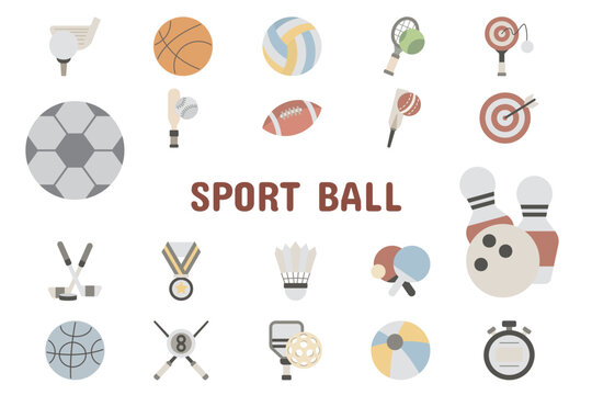 Sport Ball Flat Vector Illustration Icon Sticker Set Design Materials