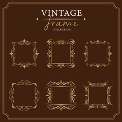 Vintage frames set. Retro design elements. Vector illustration.
