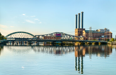 Manchester Street Generating Station across the Providence River in Providence - Rhode Island, United States - 753400553