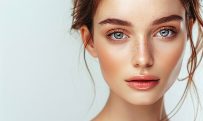 Beauty portrait of a young beautiful woman with healthy clean skin