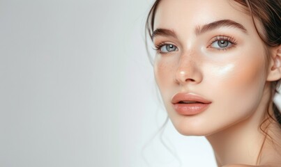 Fototapeta premium Beauty portrait of a young beautiful woman with healthy clean skin