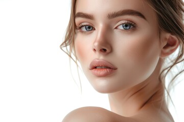 Beauty portrait of a young beautiful woman with healthy clean skin