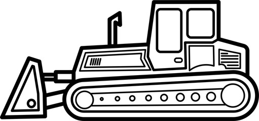 Bulldozer Outline Illustration Vector