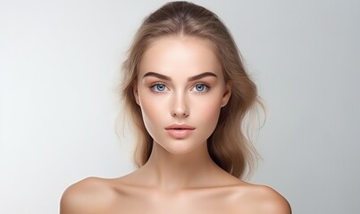 Fototapeta premium Beauty portrait of a young beautiful woman with healthy clean skin