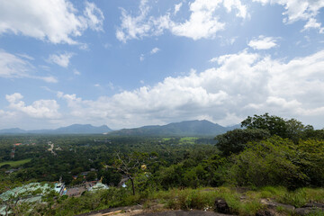 Fototapeta na wymiar Views over Dambulla from the temple in the Central Province, Sri Lanka