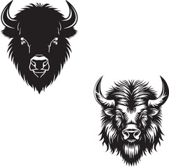 Bison head vector logo black silhouette on white background © Qurban Vector & Ai