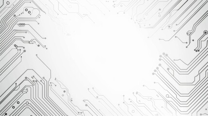 Abstract gray and white background with circuit board lines