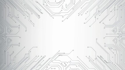 Abstract gray and white background with circuit board lines
