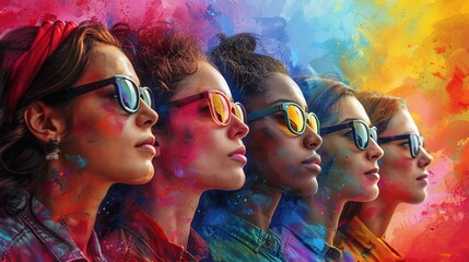 Women day background poster banner symbolizing strength, team work and determination, concept of women empowerment