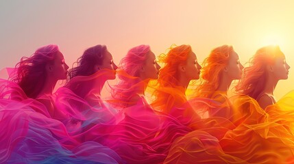 Women day background poster banner symbolizing strength, team work and determination, concept of women empowerment