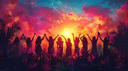 Women day background poster banner symbolizing strength, team work and determination, concept of women empowerment